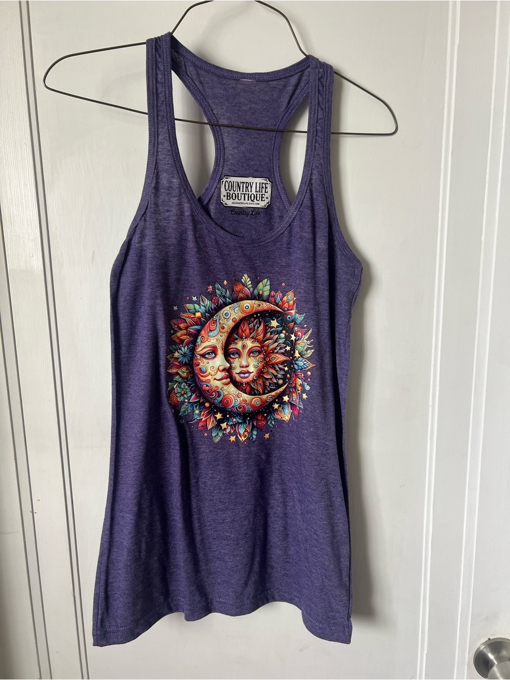 Purple Racerback Tank with Sun & Moon Graphic